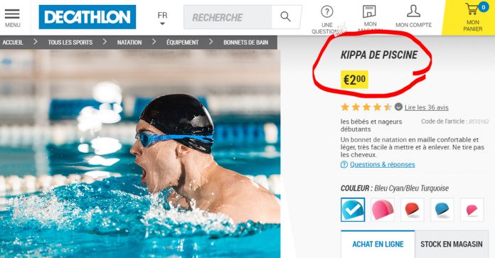 2 Poids 2 Mesures Décathlon Vend Toujours Des Kippas De Piscine